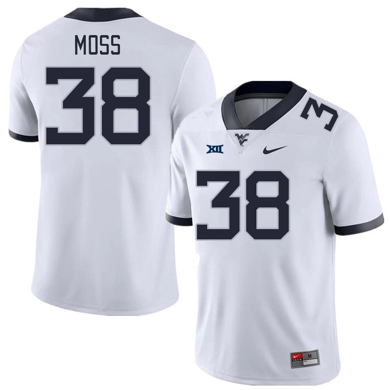 Men #38 Macguire Moss West Virginia Mountaineers College Football Jerseys Stitched Sale-White
